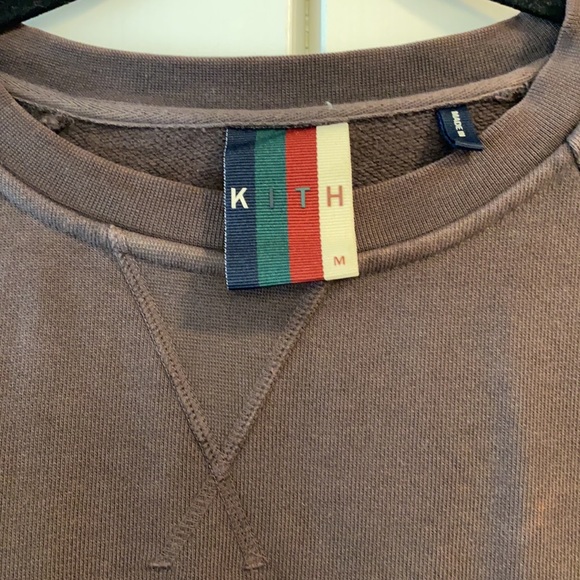 SOLD KITH logo williams paneled crewneck Grey battleship FW18 sweatshirt size M - Picture 2 of 3
